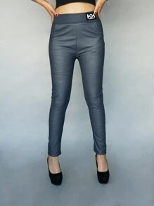 PANTALÓN PEGADO LISO CON BOLSILLOS - Gris - Ver 1