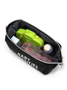 3pcs/Set Tote Handbag With Shoulder Strap, Separated Wet And Dry Bottle Compartment Travel Mommy Bag - màu đen - Xem 7