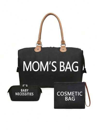 Bộ 3 túi xách Tote có dây đeo vai, ngăn đựng bình sữa khô và ướt riêng biệt, túi du lịch cho mẹ