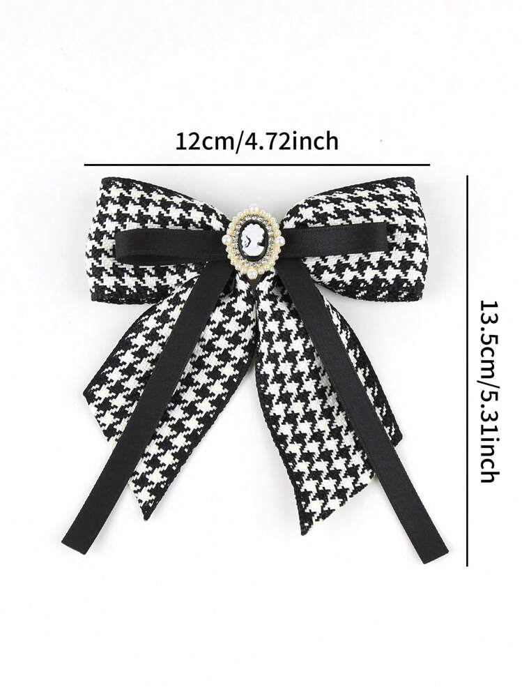 1개 여성용 검정색 해운스투스 패턴 나비 넥타이 목걸이에 인조 진주와 라인스톤 장식, 일상 캐주얼, 데이트와 파티, 학교에 적합한 여성용 발렌타인데이 액세서리