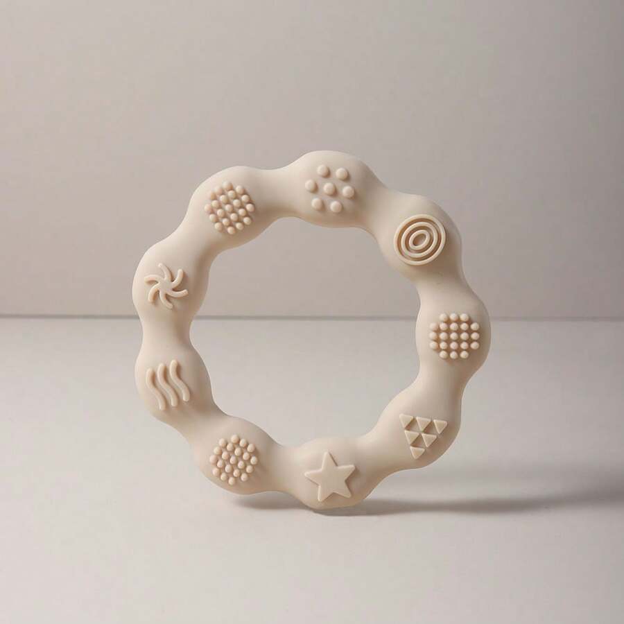 8cm Baby Silicone Teething Toy, Teether For Infant Teething Period And Grinding Teeth - Beige - View 1