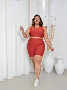 Plus Size Co-Ords - Coral Pink - View 3