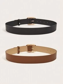 2 piezas Cinturones de piel de PU con hebilla ovalada unisex, adecuados para uso casual diario con vaqueros en verano, escuela, otoño, Halloween