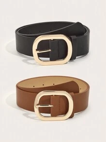 2 piezas Cinturones de piel de PU con hebilla ovalada unisex, adecuados para uso casual diario con vaqueros en verano, escuela, otoño, Halloween