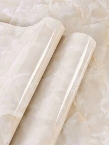 奶油白色接觸紙可拆卸壁紙剝落和粘貼櫥台防水大理石壁紙自粘式剝落並粘貼后擋板是用於廚房櫥櫃的