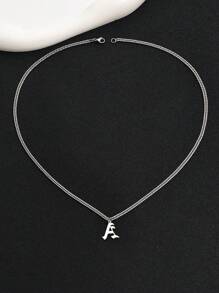 1件时尚简约个性化街头风不锈钢26字母吊坠项链，可作为男友名字首字母礼物 - 銀色 - 查看 4