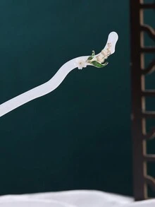 1支新中式幾何百合和葉子設計的女性亞克力髮夾,適合日常使用、正式裝扮、派對穿著、跳舞派對,可用作女性禮物或配件。