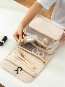 時尚經典風格化妝包美妝收納袋洗漱包大容量化妝包口紅化妝包便攜式化妝包護膚旅行收納組化妝筆收納盒洗漱旅行收納袋户外洗漱包手提包家居收納包旅行度假必備品大學宿舍必備多功能大容量雜物整理袋多場景萬能 - 白色 - 查看 2