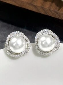 1 đôi bông tai cô dâu thời trang hình giọt nước kiểu nàng tiên cá, thiết kế quấn quanh, trang trí hoa đính đá Zirconia siêu nhỏ, trang sức cưới đa năng thanh lịch. Phụ kiện ngày Valentine. - Bạc - Xem 1