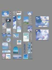 Paquete De Materiales Blue Sky Y Old Dreams Pegatina - Azul - Ver 1