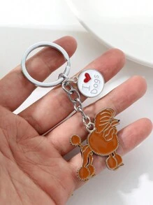 2 件套合金貴賓犬鑰匙圈可愛動物卡通寵物鑰匙圈狗狗禮物情侶飾品 - 彩色 - 查看 3