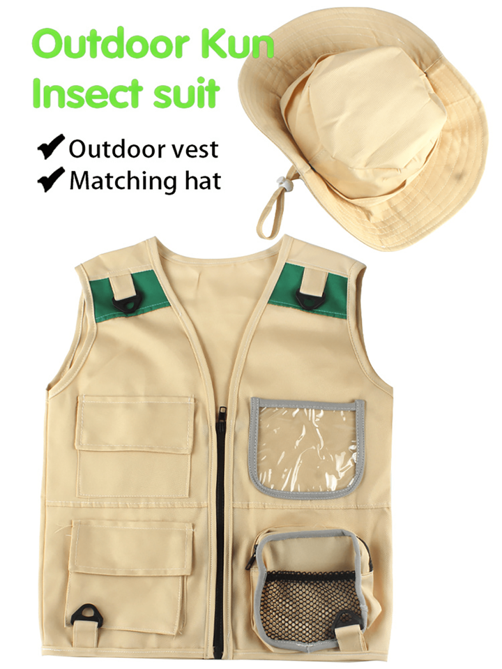 Traje De Explorador Para Niños – Chaleco Cargo Y Sombrero, Ideal Para Safari, Senderismo Y Aventuras Al Aire Libre