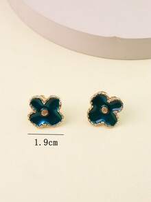 1 对复古不对称四叶草形锌合金耳钉，适合女士，优雅奢华的派对礼物