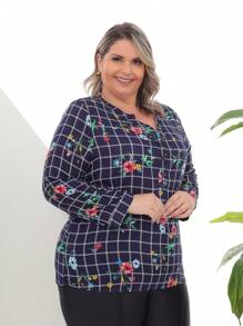Plus Size Blouses - Màu xanh hải quân - Xem 2