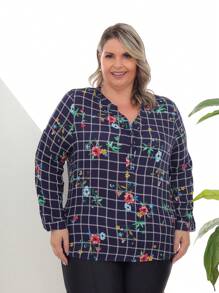 Plus Size Blouses - Màu xanh hải quân - Xem 3