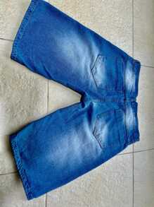 Men Denim Shorts - 藍色 - 查看 2