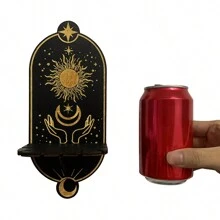 1 件 24x10.5 厘米木制烛台，波西米亚风格，太阳和月亮形状，适用于水晶、珠宝、蜡烛装饰、壁挂、展示架、哥特式风格、家居组织、占卜冥想装饰、烛台 - 彩色 - 查看 6