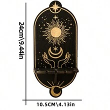 1 件 24x10.5 厘米木制烛台，波西米亚风格，太阳和月亮形状，适用于水晶、珠宝、蜡烛装饰、壁挂、展示架、哥特式风格、家居组织、占卜冥想装饰、烛台 - 彩色 - 查看 2