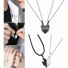 6 Pieces Couple Necklace With Heart Accessory - 黑色 - 查看 2