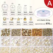 1套3種類型的DIY珠寶套件，包括人造珍珠，CCP珠子，適合珠寶和手鏈DIY，附贈禮品盒 - 彩色 - 查看 3