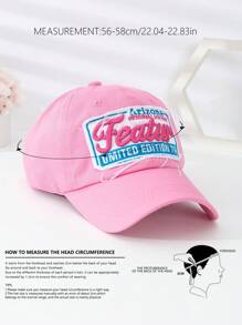 Men Letter Embroidered Baseball Cap Street - Pink - View 4