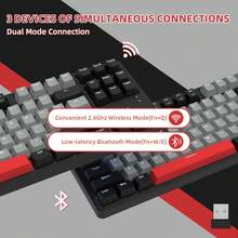 Ak871 Wireless Mechanical Keyboard, 87 Keys Tkl Hot-Swappable Gaming Keyboard, Dual Mode Bt5.0/2.4g, Detachable Frame, Usb Hub, Oem Keycaps, Customizable For Pc Ps4 - California Sunset & Blue Switch - California Sunset & Blue Switch - View 6