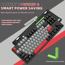 Ak871 Wireless Mechanical Keyboard, 87 Keys Tkl Hot-Swappable Gaming Keyboard, Dual Mode Bt5.0/2.4g, Detachable Frame, Usb Hub, Oem Keycaps, Customizable For Pc Ps4 - California Sunset & Blue Switch - California Sunset & Blue Switch - View 3