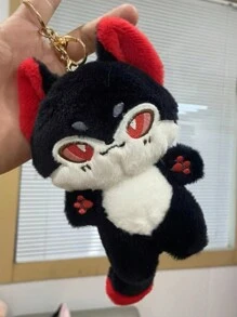 1 件 12 公分黑狼幼崽毛絨吊墜,可愛卡通動物鑰匙圈裝飾品,送給女友、朋友的禮物 - 黑色 - 查看 1