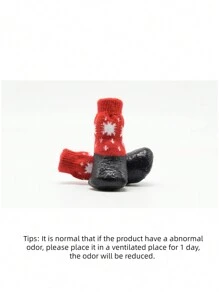 1set (4pcs) Christmas Themed Snowflake Pattern Waterproof Anti-slip Pet Outdoor Shoes Socks Suitable For Dogs Of All Sizes Outdoor Activities - Red - View 5