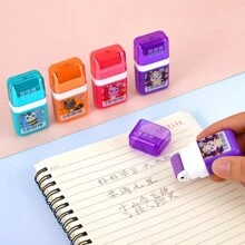 創意滾輪動物橡皮擦學生除屑功能可愛卡通文具產品 - 彩色 - 查看 1