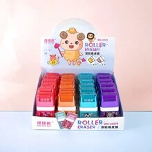 創意滾輪動物橡皮擦學生除屑功能可愛卡通文具產品 - 彩色 - 查看 7