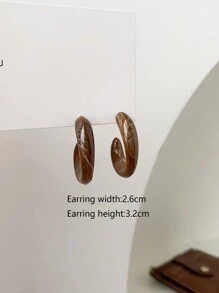1雙時尚經典簡單甜美風格創意耳環合適的適用於女性日常穿著 - 咖啡棕 - 查看 3