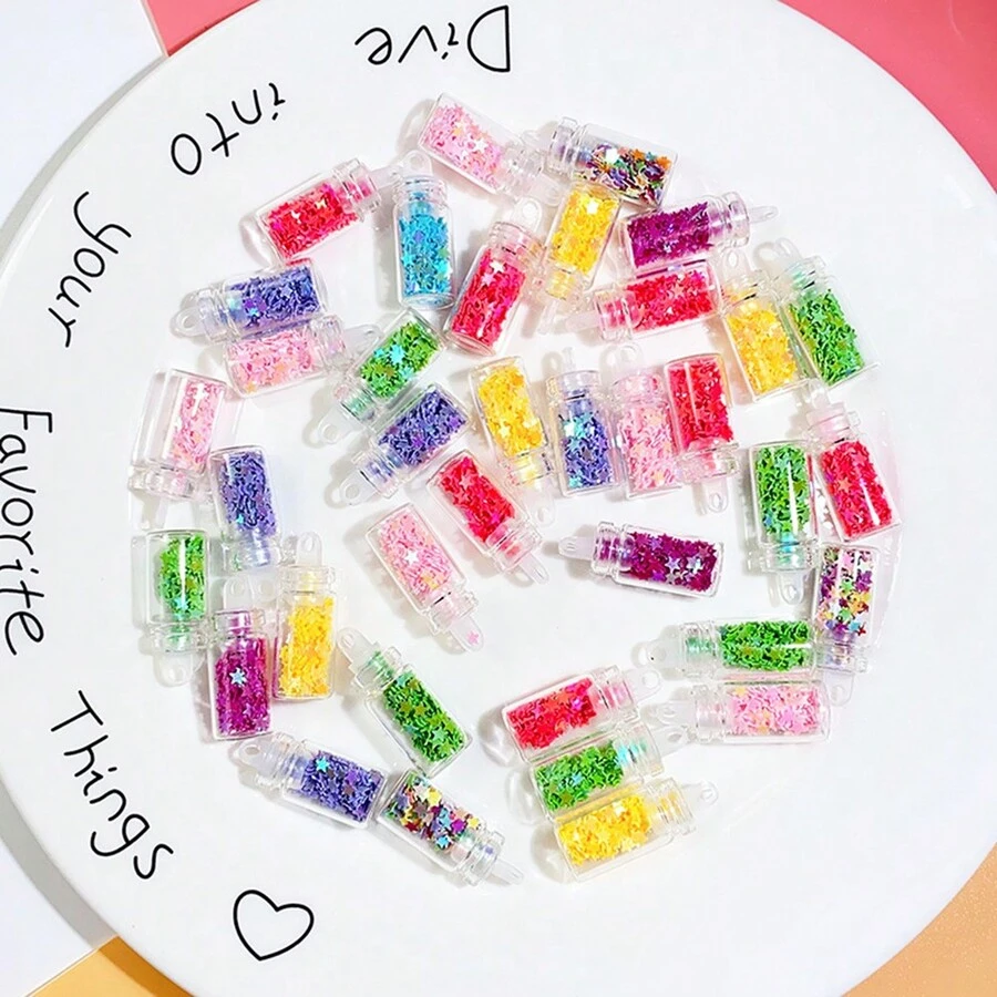 10 件/包玻璃許願瓶帶閃光、水鑽和星形帽 Diy 珠寶製作頭髮、耳環、項鍊吊墜裝飾配件