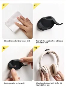 1入新式壁掛式遊戲耳機架,無需鑽孔的耳機掛鉤儲物架,適用於耳機、鑰匙、包包等物品