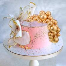 20 Pcs Balls Cake Topper Ball Shaped Cake Insert Toppers Faux Pearl Balls Cake Pick DIY Cake Insert Toppers Foam Ball Cupcake Topper For Birthday Party Christmas Wedding Anniversary Baby Shower Cake Decor (Gold),Christmas - Gold - View 5