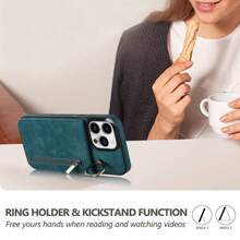 A New Multifunctional Retro Style Zipper Flip Wallet, With Finger Ring Bracket, Full Cover Shockproof & Wear Resistant, High Fashion Tpu Phone Case, Suitable For Various Apple Models