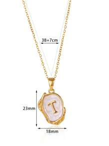 1個男女通用簡約款26英文字母大寫項鍊,情侣或個性化名字項鍊 - 金黃色 - 查看 19