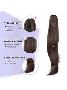 Women's Ponytail Chemical Fiber Hair Length 24 Inches Brown Natural Vertical European American African Women Wig Accessories