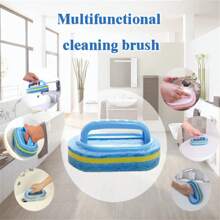 1 Máy chà sàn có tay cầm, Bàn chải chà bọt biển làm sạch hạng nặng, Miếng cọ rửa không trầy xước, Loại bỏ cặn xà phòng, Để làm sạch gạch tắm, bồn tắm, bồn rửa, Spa, bồn tắm nước nóng, bậc thang bể bơi & góc cắm trại - Màu xanh lam - Xem 5