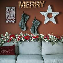 3入組聖誕節人工紅色點綴松葉圈, 長度為260cm,白邊綠色冬青葉,適用於家居、餐廳、甲板欄杆、樓梯、聖誕派對裝飾 - 一品紅白邊 - 查看 4