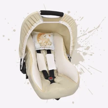 Kit Bebê Conforto: Capota + Protetores de Cinto + Capa Acolchoada + Almofadinha Temática - 5 Peças - Bege - Visão 2
