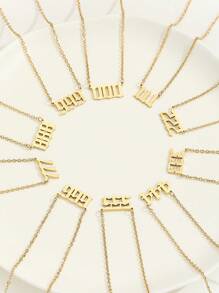 1個精鋼幸運號碼項鍊,男女適用,000-999,復古毛衣鏈,周年紀念禮物