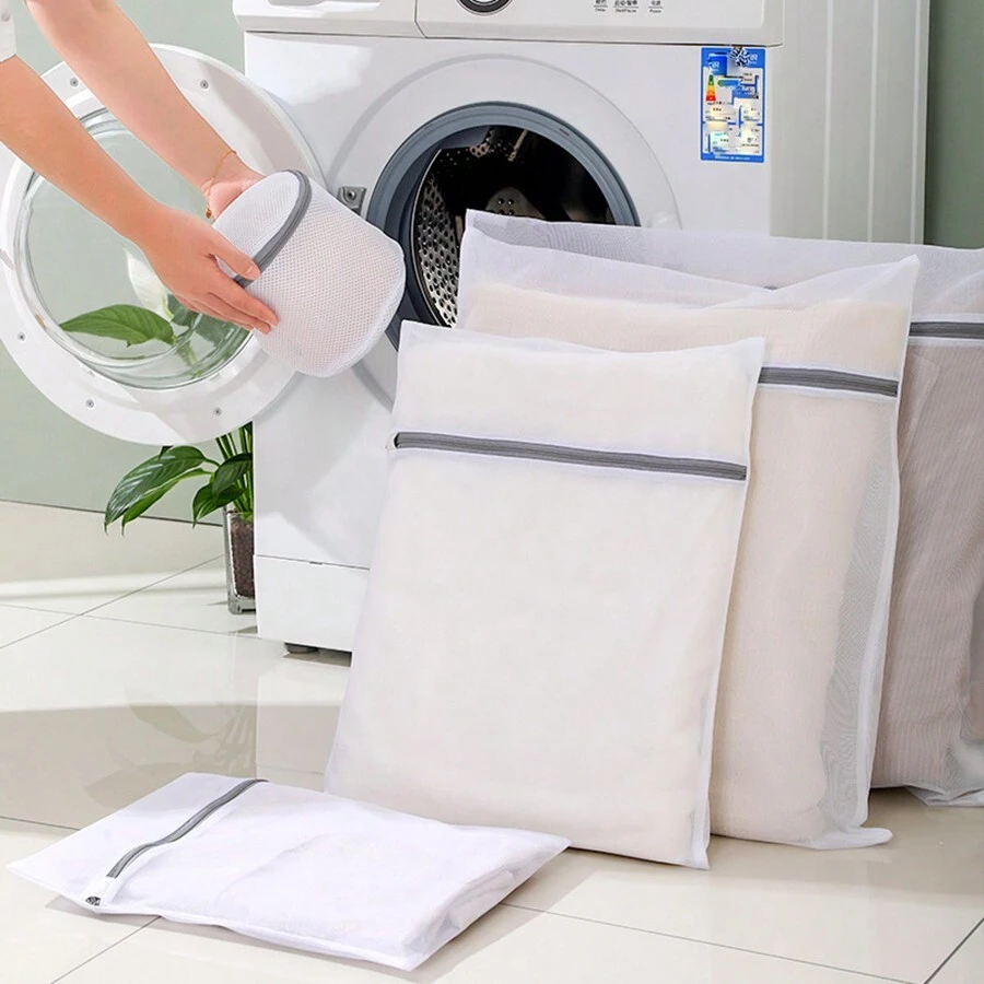 Washing Machine Thickened Mesh Laundry Bag, Large Size, For Protecting Clothes, Underwear, Bra During Washing - White - View 1