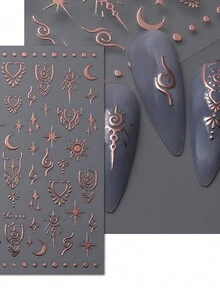 1 Pieza Pegatina Para Decoración De Uñas Estilo Retro - Oro rosa - Ver 3