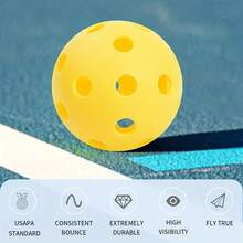 1 个 74 毫米 40 孔匹克球，USAPA 认可匹克球，带网袋的户外匹克球，高弹性黄色匹克球，适用于所有款式匹克球拍，高弹跳，高可见度球，适用于室外和室内球场