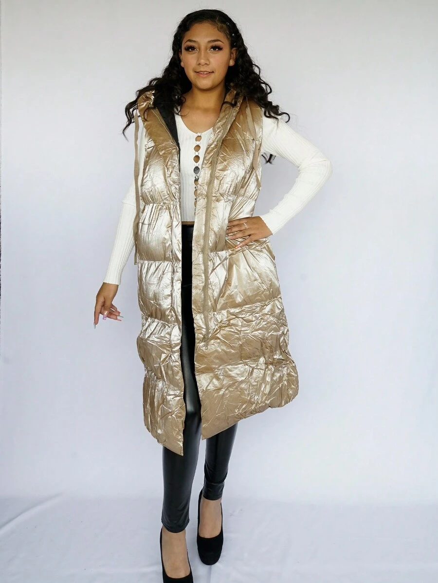 CHALECO LARGO GRUESO TIPO PIEL