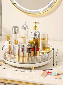 1pc Storage Rack, Rotatable Storage Tray, Desk Top Storage Box, Suitable For Cosmetics, Skin Care Products, Perfume, Seasoning Tank, Hand Sanitizer, Suitable For Kitchen, Bathroom, Cabinet, Dressing Table, Living Room - Clear - View 2