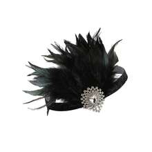 1920s Gatsby Feather Headband - Black - View 2