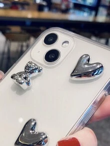 1入組3D心形透明手機殼，適用於iPhone 15Pro Max、小米、三星和Oppo手機 - 無色 - 查看 4