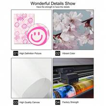 3入組粉紅塗鴉開心臉心臟時尚畫,時尚牆藝海報高清帆布印刷現代畫,女孩房間家居裝飾酒吧甜美宿舍裝飾,無框